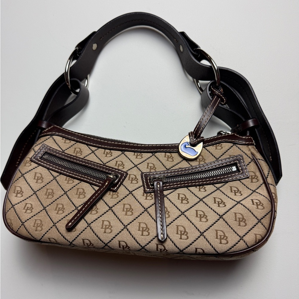 Dooney & Bourke Beige and Dark Brown Shoulder Bag